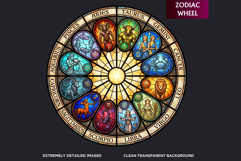 Stained Glass Zodiac Clipart Astrology Suncatcher Graphics Product Image 3