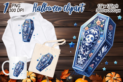 Cute blue Halloween coffin clipart t shirt designs png Product Image 2