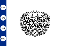 Stay true to you floral compass vector Product Image 1