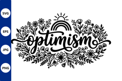 Bold vector floral lettering optimism Product Image 1