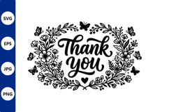 Thank you floral wreath vector with Product Image 1