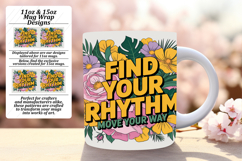 Elegant 11oz Mug Wrap Png Design , Flower Quote Product Image 1