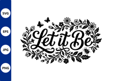 Floral wreath let it be lettering vector Product Image 1