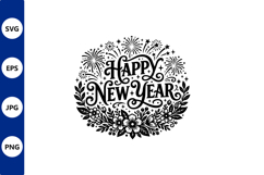 New Year Floral Circle Illustration Product Image 1
