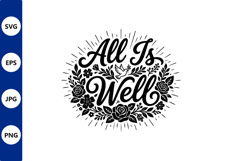 All is Well Floral Wreath Script Product Image 1
