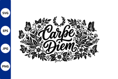 Floral Carpe Diem Lettering Product Image 1