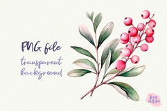 Pink Christmas Holly PNG | Coquette Christmas Clipart Product Image 1