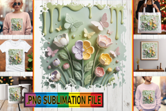 Joyful Sublimation TSHIRT Art, 3D Flowers Product Image 1