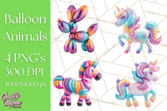 Bright Balloon Animals Clipart PNG Shiny Candy Colors Product Image 1