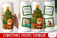Christmas Photo tumbler wrap sublimation, Santa tumbler PNG Product Image 2