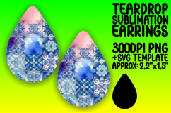 Fresh Teardrop Earrings Artwork PNG , Watercolor Patter Product Image 1