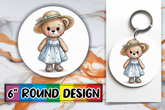 Bright Round Keychain Sublimation, Teddy Bear Product Image 1