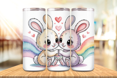Valentine’s Day Cute Bunny Couple Tumbler Wrap PNG Big Bundl Product Image 4
