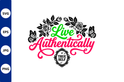 Live Authentically Floral Script Product Image 1
