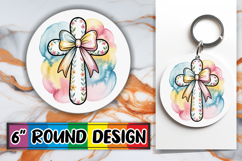 Luminous Car Coasters Round PNG, Cross and Bow Product Image 1