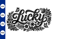 floral lucky script design Product Image 1