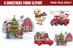 Cute Watercolor Christmas Farm Clipart PNG Product Image 1