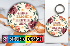 Radiant Circle Car Coasters, Flower Quote Product Image 1