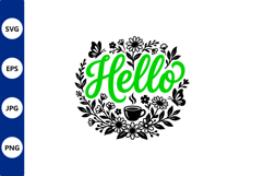 Floral Circle Hello Coffee Cup Product Image 1