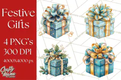 Christmas Gifts Clipart PNG, Realistic Holiday Presents Product Image 1