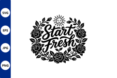 Start fresh floral wreath line art Product Image 1