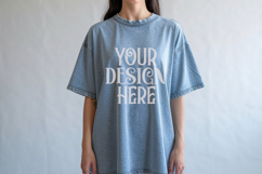 Denim Comfort Colors 1717 T-shirt Mockups, Real Model Product Image 1