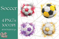 Soccer Clipart PNG with Team Color Paint Splash Design Product Image 1