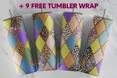 Fall Color Strained Glass Glitter Leopard 20 oz tumbler wrap Product Image 1