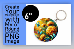 Trendy Keychain Round Design Artwork , Flowers Product Image 1