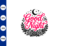 Good Night floral wreath circle vector Product Image 1