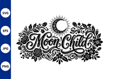 Moon Child floral crest vector Product Image 1