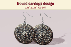 Vintage pattern earrings | Silver Round Earring sublimation Product Image 1