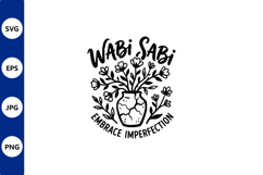 wabi sabi vase line art with flowers Product Image 1