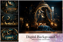 Moon Star Cloud Background Digital Paper_130 Product Image 1