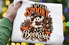 A Little Spooky A Lot Bookish PNG, Halloween Ghost Reading Product Image 1