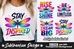 Rainbow Dragonfly Inspirational Sublimation PNG Product Image 1