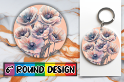 Whimsical Round Design Keychain PNG , Beauty Flower Product Image 1