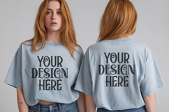 Ice Blue Comfort Colors 1717 Front &amp; back T shirt Mockup Product Image 1