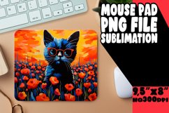 Cute Floral Cat Mouse Pad for Print PNG Product Image 1