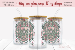 Boho Valentine pattern Libbey Can Glass Wrap 16oz design png Product Image 2