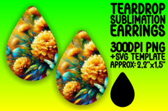 Playful Teardrop Earrings Template Art , Flowers Product Image 1