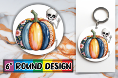 Blissful Round Sublimation Ornaments PNG, Pumpkin Watercolor Product Image 1