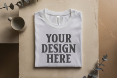 White Folded Bella Canvas 3001 Flat Lay T-Shirt Mock Product Image 1