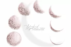 Watercolor floral moon phases clipart Product Image 1