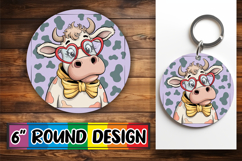 Heartfelt Circle Car Coasters, Cute Cow Product Image 1