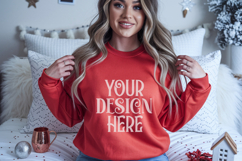 Christmas Gildan 18000 Heliconia Crewneck Sweatshirt Mockup Product Image 1