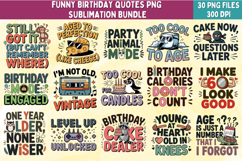 Funny Birthday Quotes PNG Bundle | 30 Sublimation Designs Product Image 1