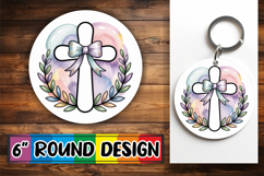 Cheerful Round Design Sublimation PNG, Cross and Bow Product Image 1