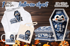 Cute blue Halloween coffin clipart t shirt designs png Product Image 1