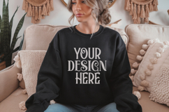 Black Gildan 18000 Sweatshirt Mockup,G18000 Crewneck Sweatsh Product Image 1